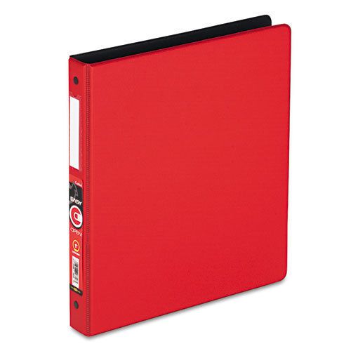 Easy Open Locking Round Ring Binder, 1&#034;, W/Label holder, Red