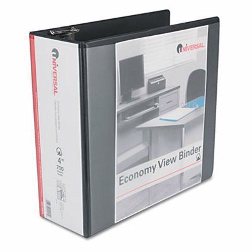 Universal Economy D-Ring Vinyl View Binder, 4&#034; Capacity, Black (UNV20995)