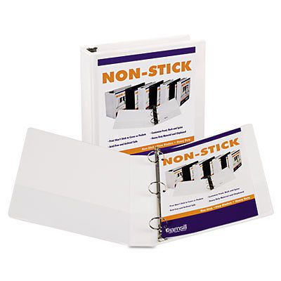 Nonstick Round Ring Poly View Binder, 11 x 8-1/2, 1-1/2&#034; Capacity, White