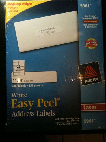 Avery 5961  White Easy Peel Address Labels-250 Sheets/5000 Labels/Free Shipping