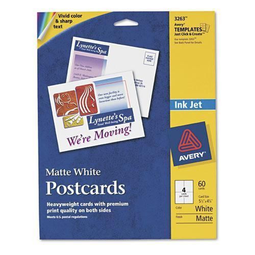 Avery Postcards for Inkjet Printers, 5.5 x 4.25 Inches, White, Pack of 60 (3263)