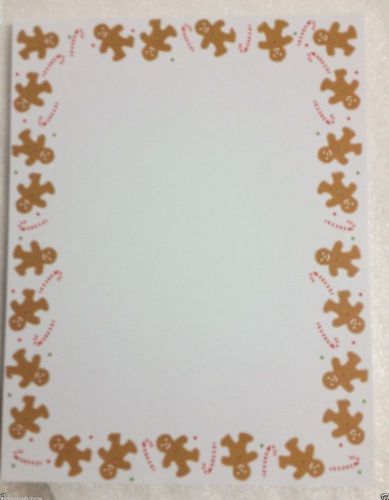 Gingerbread Men Candy Canes Letterhead ~ 50 Sheets Holiday Christmas Letterhead