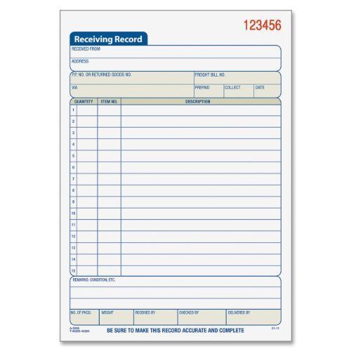 Adams Receiving Record Book - 50 Sheet[s] - 2 Part - Carbonless - 8.43&#034; (dc5089)