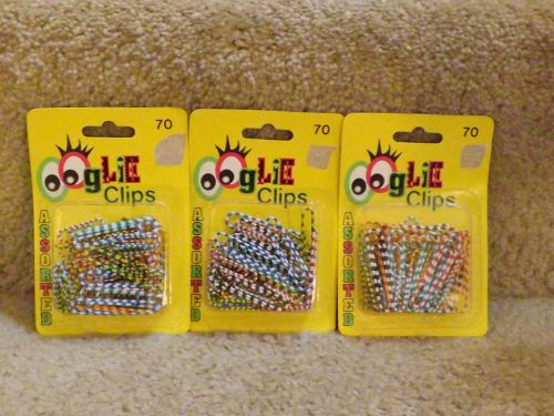 NEW NOS 3 OOGLIE VINYL COATED PAPER CLIPS 70 Assortd (50 Standard, 20 Giant Size