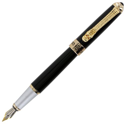 JinHao 1000 Black GT Golden Dragon Fountain Pen - Medium