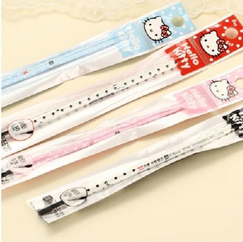 US Lot 4pcs Hello Kitty Fine 0.35mm Black Gel Ink Roller Ball Point Pen Refills