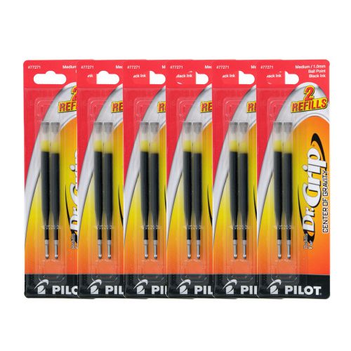 Pilot Dr. Grip Center of Gravity Ballpoint Pen Refills, Medium Point, Black Ink,