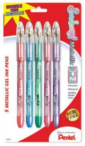 Sunburst Metallic Gel Pen Med Line Permanent Assorted Ink MBMCMDMPMV 5 Pack