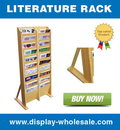 20 Pocket Standing Wooden Magazine/ Literature Rack