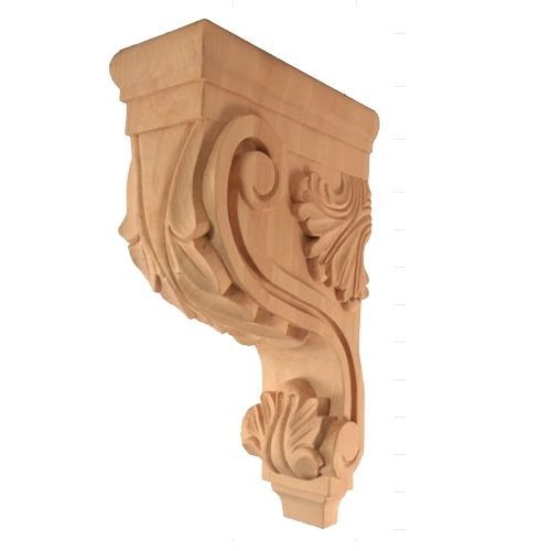 One-  Alder Wood-Medium Acanthus Corbel  3-1/2&#034; x 7-3/4&#034; x 13&#034;