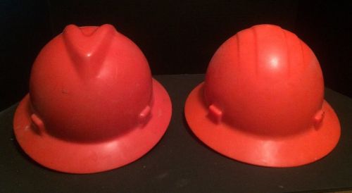 2 Safety Hardhats 1 MSA both Ratchet Adjust Headband