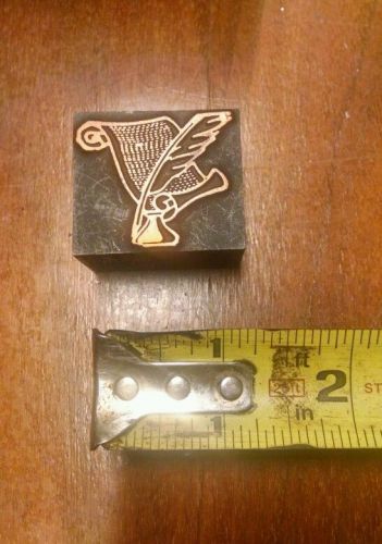 Antique Quill and Scroll Printer Block