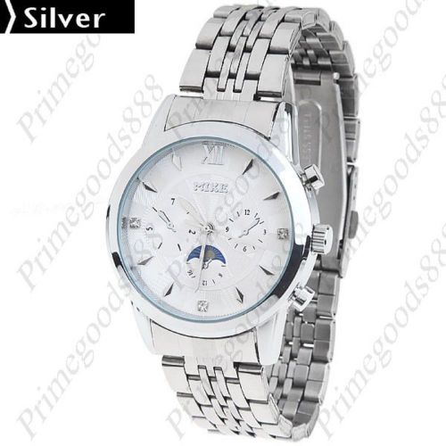 Stainless Steel Men&#039;s Quartz Watch Wrist Sub Dial Free Shipping Silver