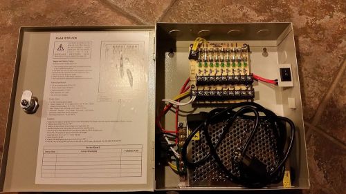 9-Channel 12v Camera Power Supply w/Locking Cabinet No Reserve!