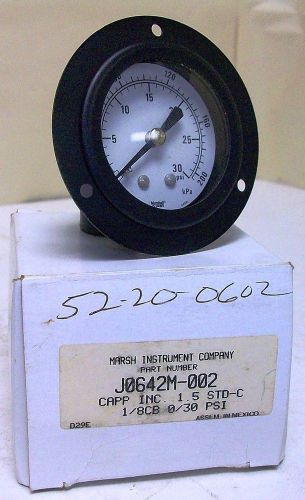 Marshalltown General Service Gauge 0-30 PSI 0-200 kPa 1 1/2&#034; 1/8&#034; NPT J0642 NIB