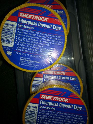 Four (4) usg drywall fiberglass mesh tape self adhesive 1-7/8&#034; x 75 ft.  rolls for sale