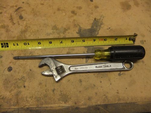 Klein tools #2 phillips 7&#034; screwdriver and 8&#034; adjustable wrench for sale