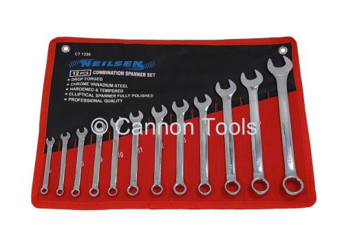 12pc piece Combination Spanner Set,6 to 22mm elliptical fully polished C/V STEEL