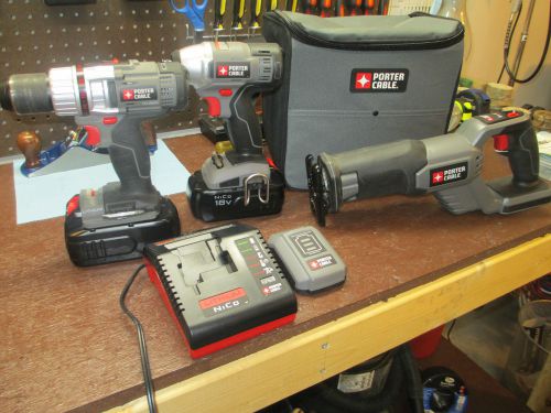 Porter cable 18volt power tool combo--drill, driver, reciprocating saw and more. for sale