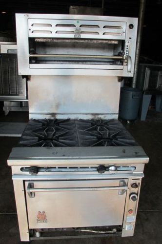 WOLF 4 BURNER STOVE W SALAMANDER BROILER STEAK SEA FOOD BROILER