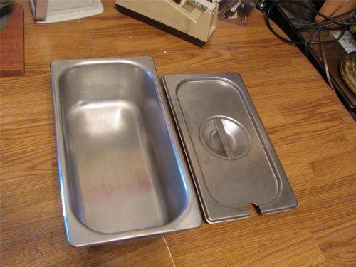 1 commercial bloomfield stainless steam table  pan #mg1304-third x 4&#034;d+ lid-guc for sale
