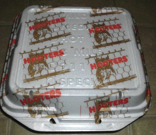 2000 genpak hooters take out food container w hinged lid 10-1/4x9-1/4x3-1/4 for sale