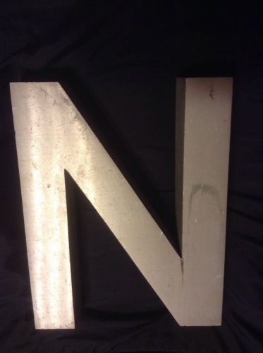 Cast Aluminum Letter N Industrial Sign Salvage 4 Pounds + 11.75&#034; x 9.25&#034; x 1.75