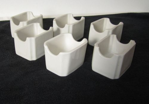 Lot of 6 Sugar Caddies off/ white ecru ceramic sweetener packet holder dispenser