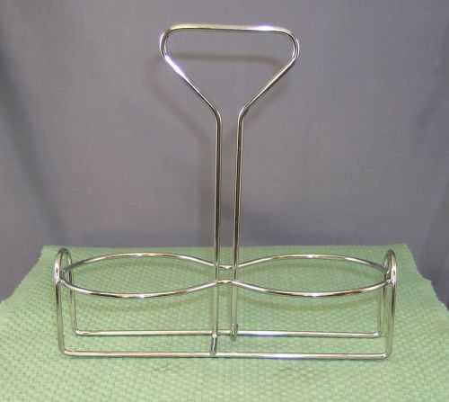 Lot of 4 new condiment jar rack caddy 2 hole ring chrome plated  wire dispenser for sale