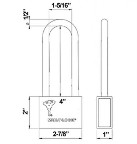 Long Shackle for Mul-T-Lock Padlock C13 PC3 Security 4&#034; CLEARENCE - LOCKSMITH