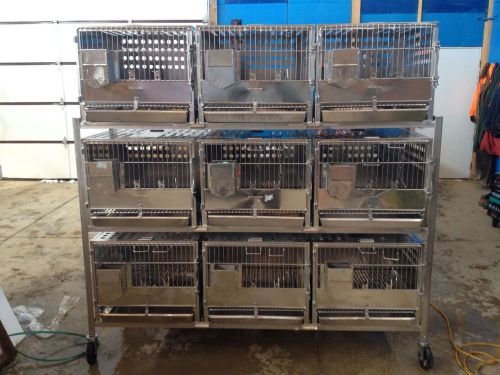 Shor-line stainless animal housing 9 cage w/pan - lab, university, vet, groomers for sale