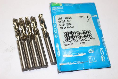 5 new GREENFIELD 5/16&#034; 157 Screw Machine Twist Drill Bits Bright Finish 48520