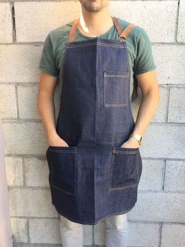 Navy Blue #2 Denim Apron, Art, Woodwork, Pottery, Barber, Hair Stylist, Leather