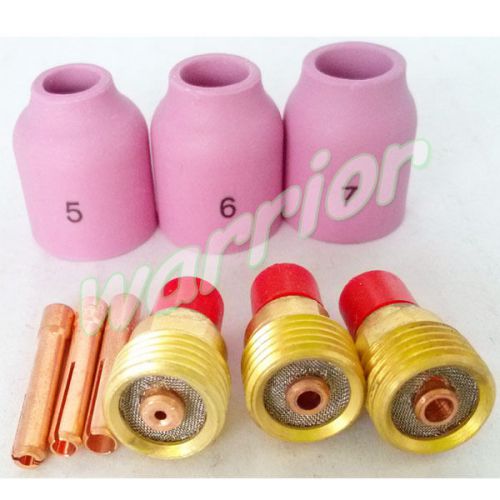 9pcs TIG Accessories KIT Gas Lens Collet Bodies Alumina Nozzle For SR WP 9 20 25