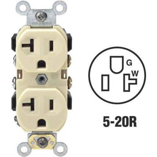 Leviton br20-00i commercial grade grounded duplex outlet-20a ivory outlet for sale