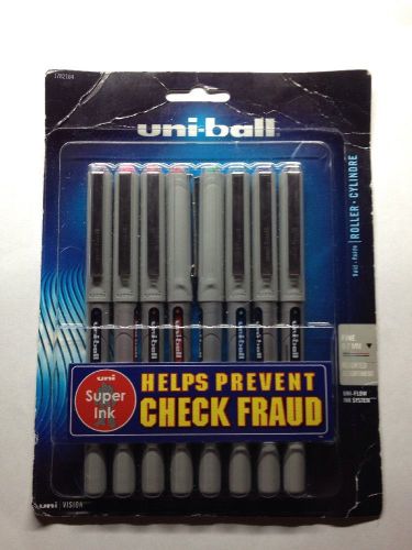 uni-ball Vision Stick Needle Roller Ball Pens, Fine Point Pens, Assorted Colors,