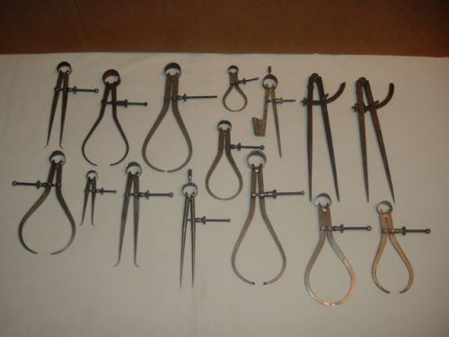 Vintage antique lot of 15 calipers machinist tools starrett union etc. for sale