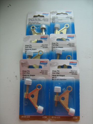 Lot of 6 National MFG Co N154-526 Hinge Pin Door Stops Brass Finish