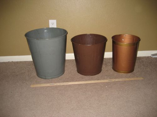 Lot of 3 Vintage LAWSON Industrial Office Metal Trash Garbage Can Bucket Bin USA