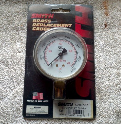 Smith GA037-07 2.5&#034; Brass Pressure Gauge, 400 PSI  2800 KPA Acetylene USA