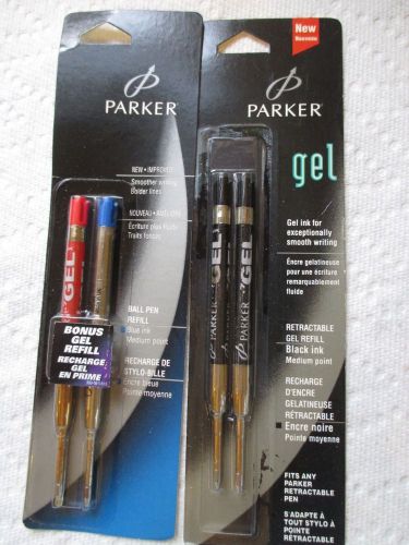 4 Vintage Parker Ballpoint GEL Refills Black &amp; Blue, Medium, 30326 &amp; 30325