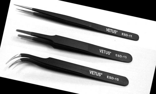 3PCS Tweezers tool Metal Non-magnetic Steel Plier for Repair Jewelry ICs SMD SMT