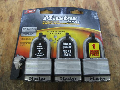 3 MASTER LOCK MAGNUM LOCK SET STAINLESS KEYED ALIKE HEAVY DUTY