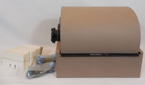 Rolodex 2400 Double Rotary Card File Vintage Metal Desktop Address Tan