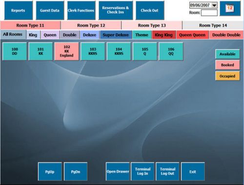 Motel, front desk reservation touch pos software for sale