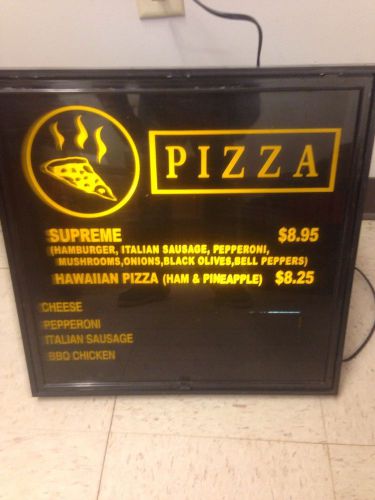 MENU BOARD LIGHTED PIZZA!!! 18&#034; X 18&#034; Interchangable Menu (mainstreet)