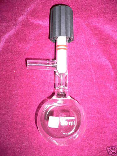 NEW Reaction Round Bottom Flask, 50ml, adjustable PTFE