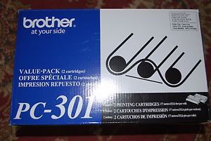 Genuine Brother FAX 750 770 775 PC-301 Printing Printer Cartridge 2 PACK