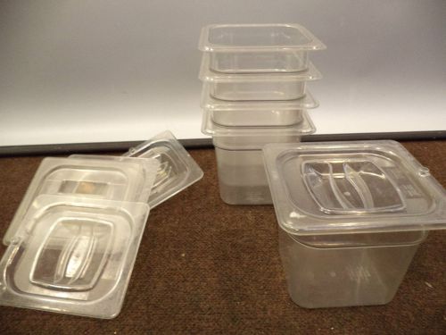 1/6 SIZE CLEAR CAMBRO FOOD STORAGE CONTAINER 6&#034; DEEP AND LID