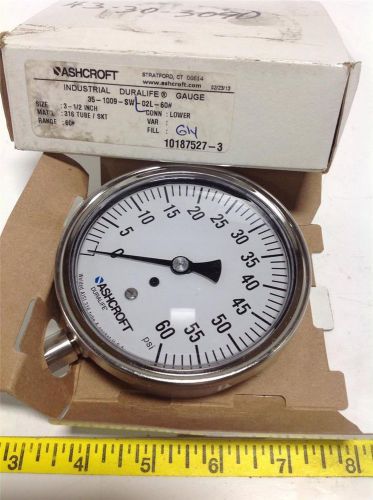 ASHCROFT 0-60PSI INDUSTRIAL DURALIFE GAUGE 35-1009-SW-02L